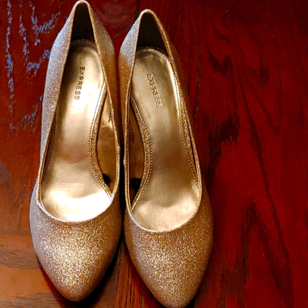 Gold glitter wedges